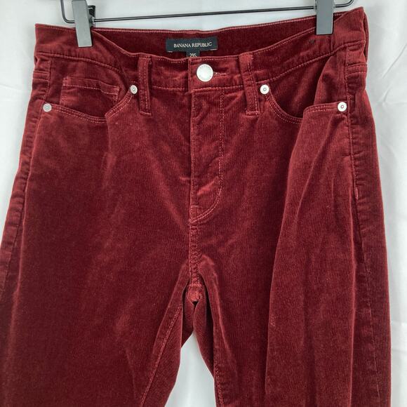 Banana Republic Womens Burgundy Red Skinny Corduroy Pants Size 29S Mid Rise - Picture 3 of 10